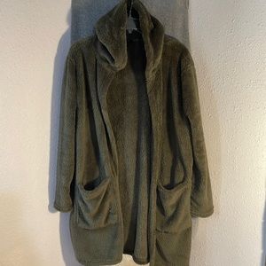 Fleece, hooded fuzzy jacket/cardigan